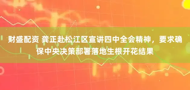 财盛配资 龚正赴松江区宣讲四中全会精神，要求确保中央决策部署落地生根开花结果